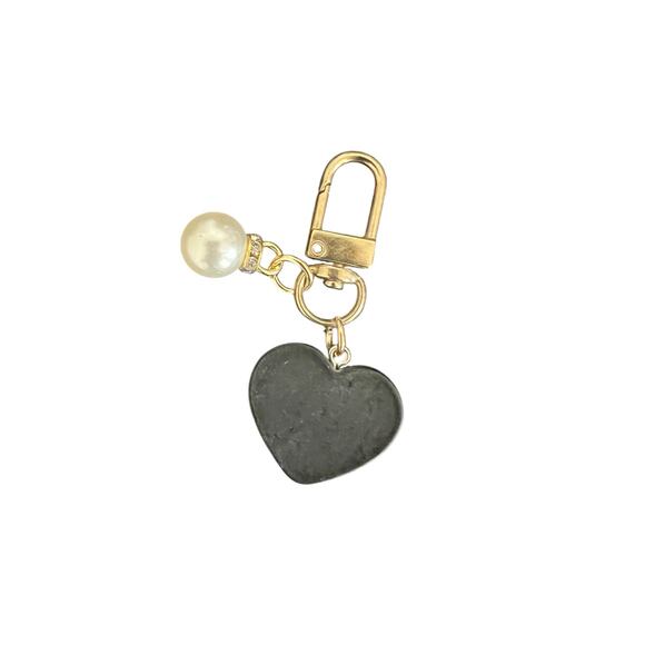 PURSE CHARM HEART PEARL WITH BLING CYSTALS GOLD HARDWARE HANDBAG BACKPACK BLACK - Picture 2 of 5